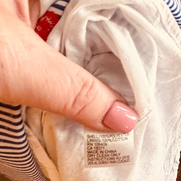 Tahari Blue & White Vertical Striped Sleeveless Dress with Floral Embroidery - Picture 7 of 10